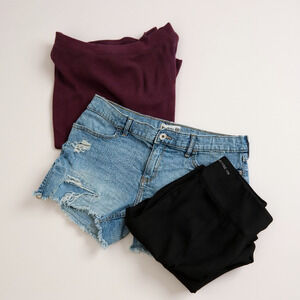 abercrombie kids Girls Bundle Size 17/18 Denim Shorts Thermal Top Leggings